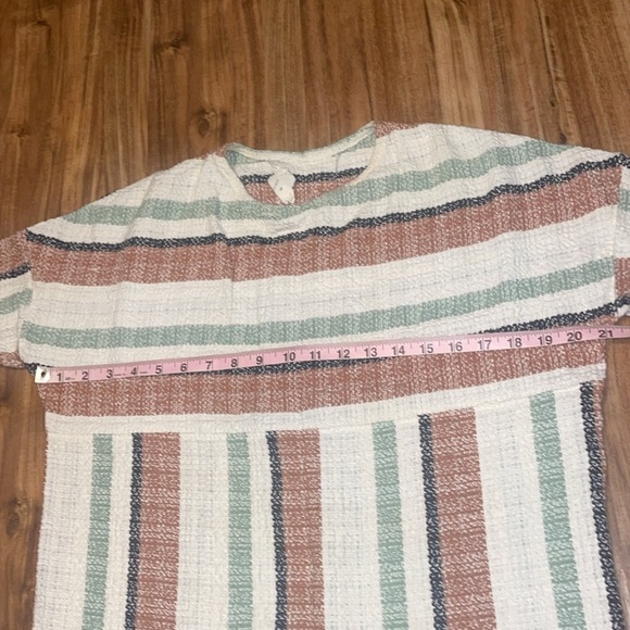 Billy Reid womens dress XS 0 2 mini stripe cream tan short sleeve stretch flax - Picture 7 of 9